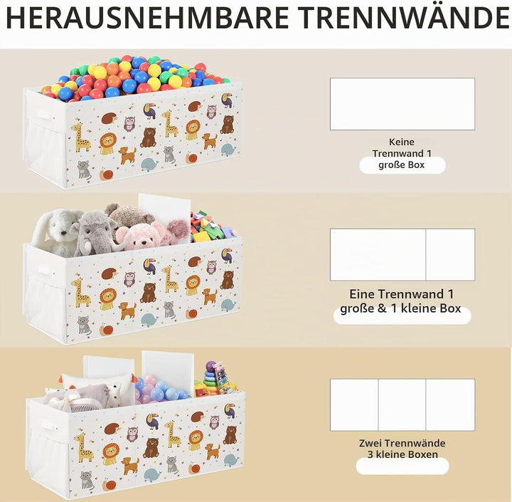 Spielzeugkiste Aufbewahrungsbox mit Deckel Kinder 96 x 32 x 40 cm, Faltbare und Platzsparend für Kin