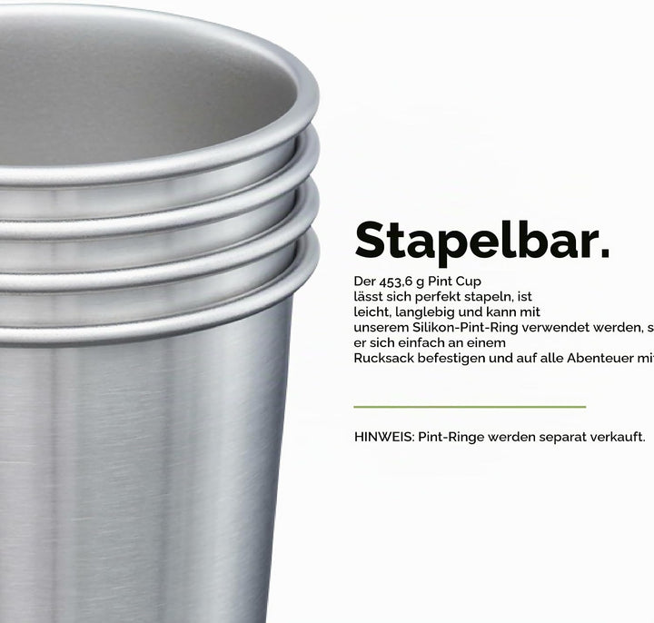 Klean Kanteen Classic Trinkflasche, Edelstahl, Silber, 473ml, 4-Einheiten 473ml - 4er Pack, 473ml -