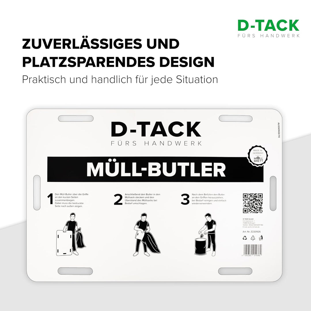 D-TACK Müll-Butler für 120–240l Müllsäcke | Stabiler Sackhalter zum Aufstellen & Befüllen | 110 x 75