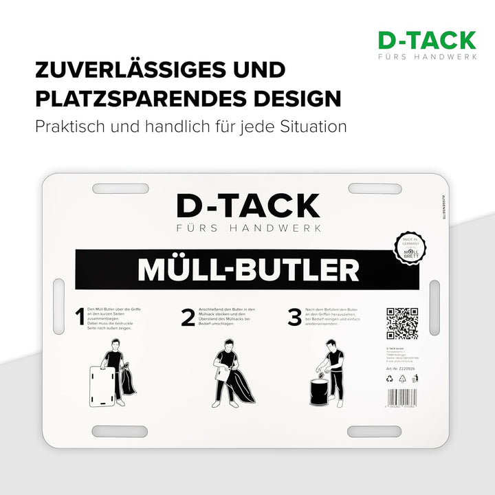D-TACK Müll-Butler für 120–240l Müllsäcke | Stabiler Sackhalter zum Aufstellen & Befüllen | 110 x 75
