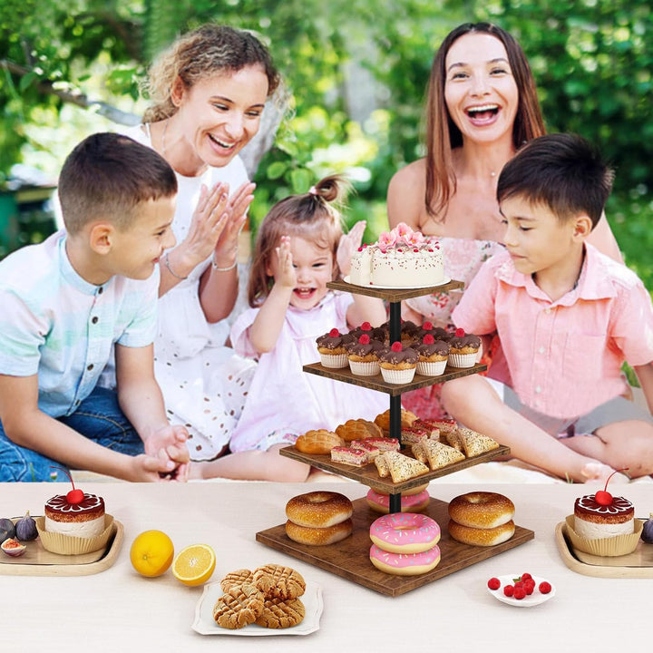 ELITEROO Cupcake-Ständer mit 4 Ebenen, 360 Grad drehbarer Cupcake-Ständer für 50 Cupcakes, quadratis
