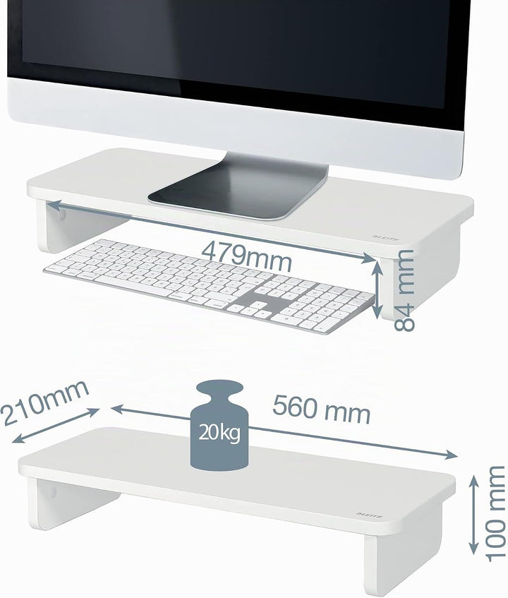 Leitz Monitorständer für Desktop &amp; Laptop, Ergonomischer Aufsatz, für 24 Zoll Monitore bis 20 kg, Mi