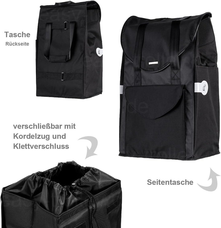 Andersen Einkaufstrolley Royal mit 3-Speichenrad und Einkaufstasche Senta schwarz 49 Liter