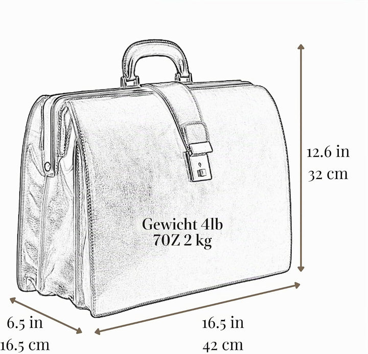 Time Resistance Aktentasche für Herren aus 100% Leder - Handgefertigt in Italien - Arbeitstasche - B