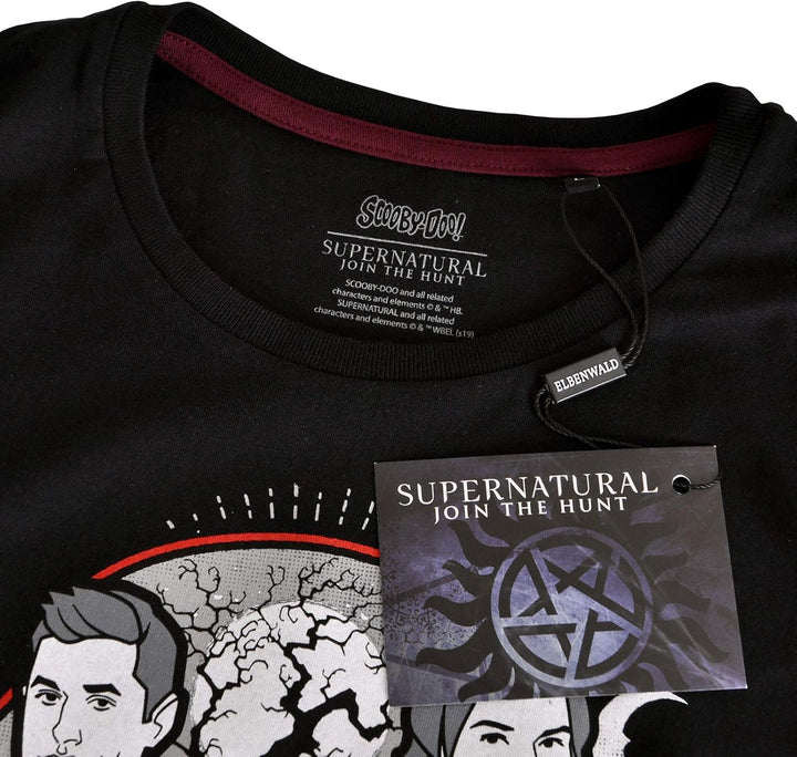Elbenwald Supernatural T-Shirt Scoobynatural Ruh-Roh! Comic Frontprint für Herren schwarz 3XL Mehrfa
