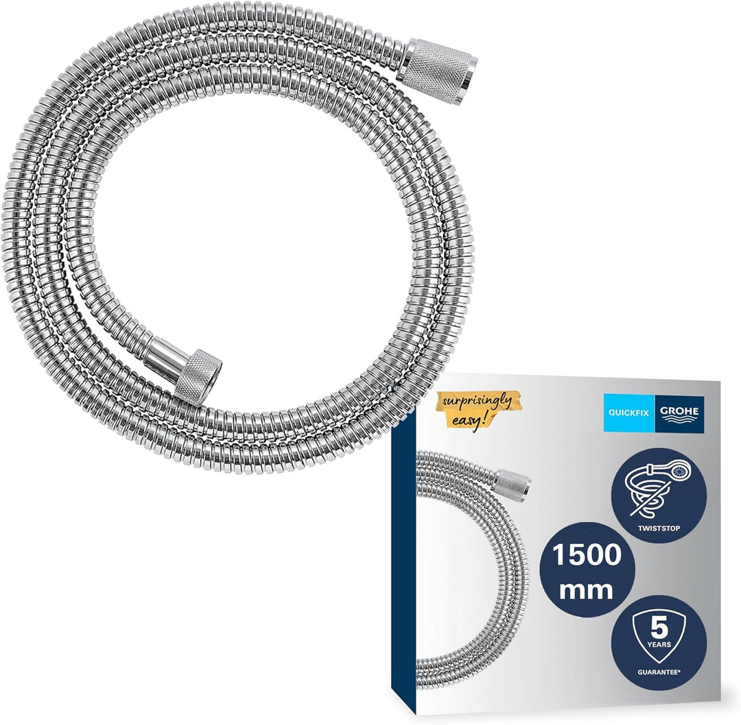 GROHE Vitalioflex - Metallbrauseschlauch (1500 mm, verstärkte Ausführung, knickfest, hitzebeständig)