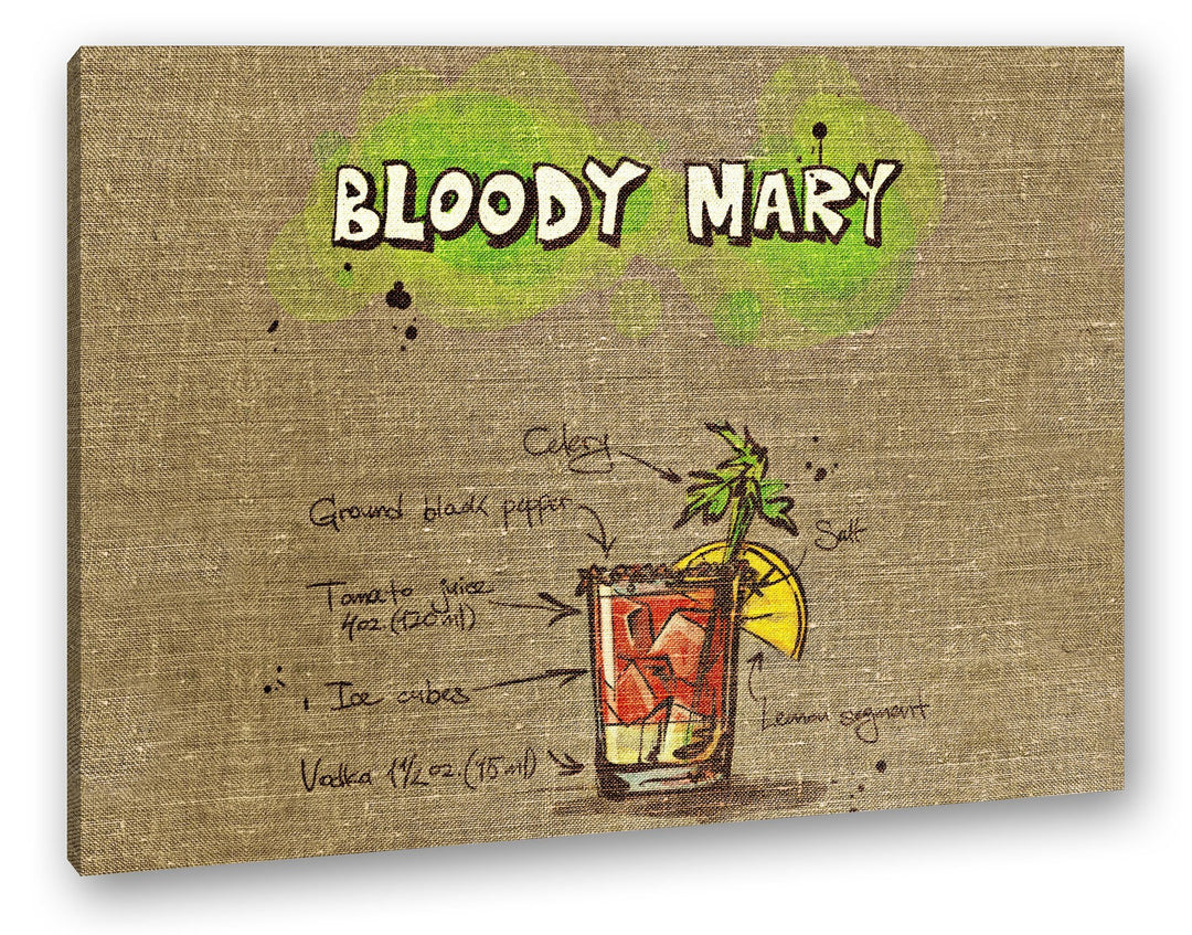 deyoli Rezept für eine Bloody Mary Format: 80x60 als Leinwandbild, Motiv fertig gerahmt auf Echtholz