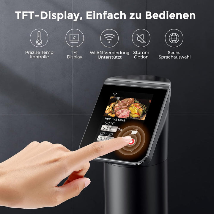 KitchenBoss Sous Vide Garer Stick WLAN: G330 Wifi Präzisionskocher Präziser Temperatureinstellung bi