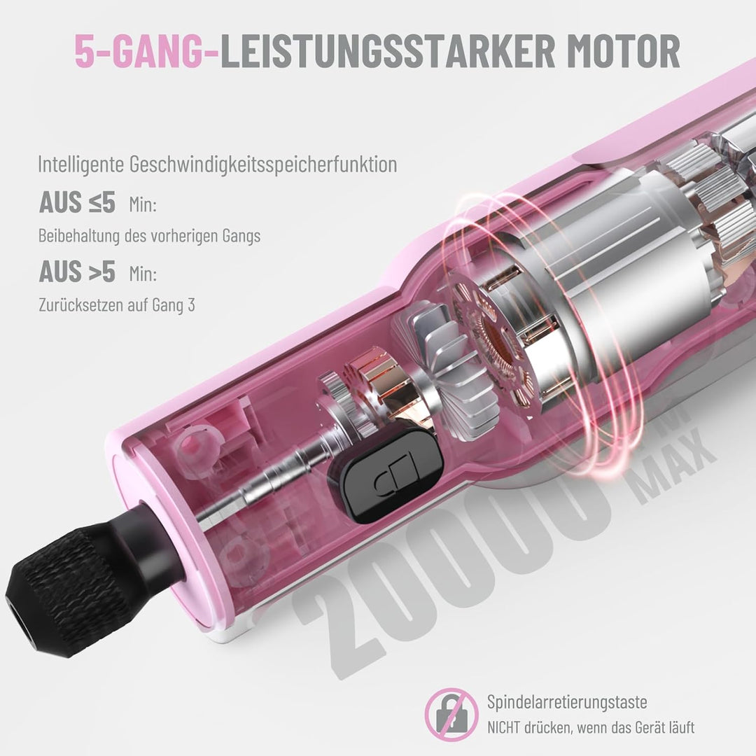 Katerk Mini Akku Multifunktionswerkzeug,5 Gang Rotationswerkzeug Set,5000-20000 U/min & 70 Zubehörte