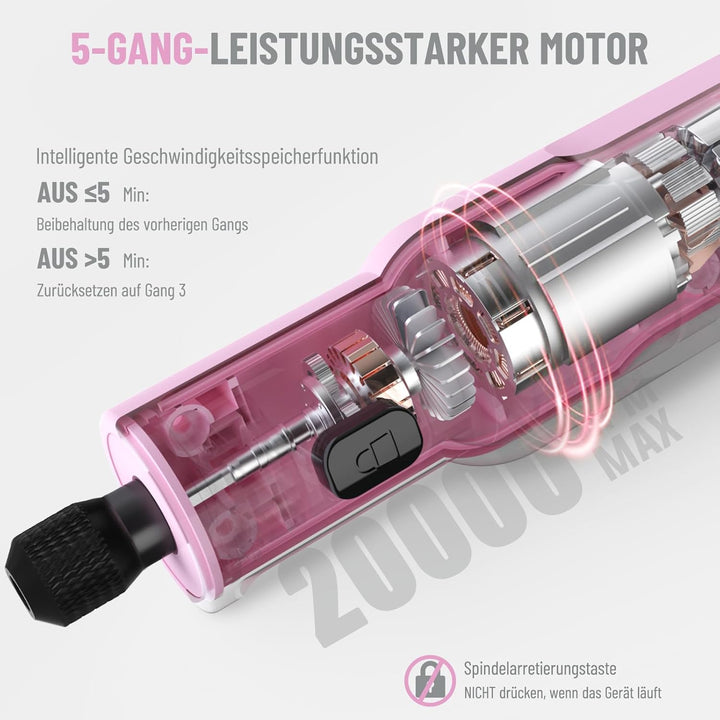 Katerk Mini Akku Multifunktionswerkzeug,5 Gang Rotationswerkzeug Set,5000-20000 U/min & 70 Zubehörte