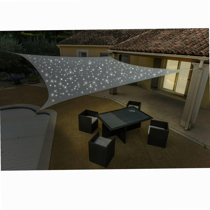 Solar-Sonnensegel 300 Led 4x5m cremefarben WERKAPRO