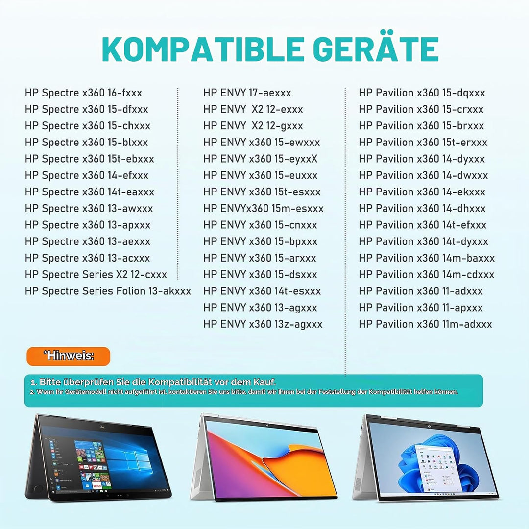 Stylus Pen für HP Envy X360 Pavilion X360 Specter X360 Spectre X2 Envy X2 Wiederaufladbarer MPP 2.0