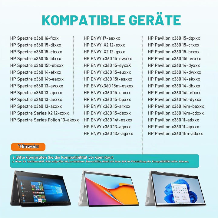 Stylus Pen für HP Envy X360 Pavilion X360 Specter X360 Spectre X2 Envy X2 Wiederaufladbarer MPP 2.0