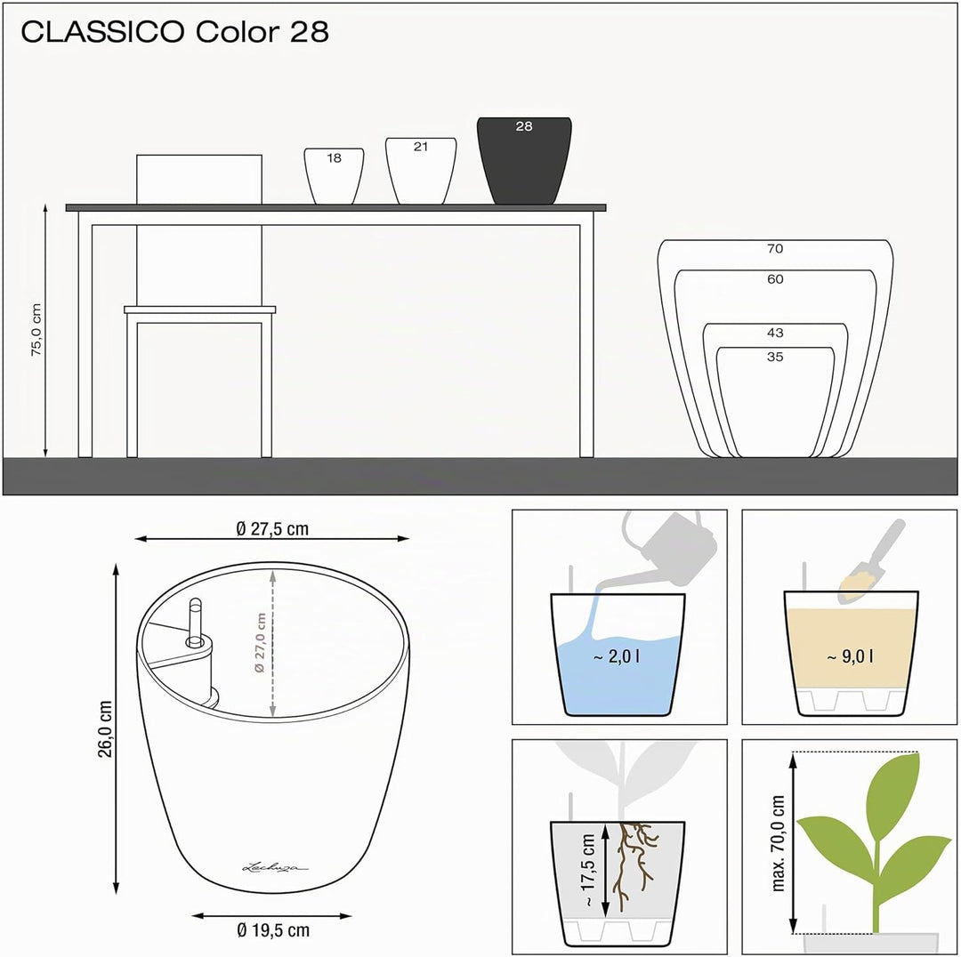 LECHUZA CLASSICO Color 28 weiss 13190 28.5x28.5x26 cm Weiss, 28.5x28.5x26 cm Weiss