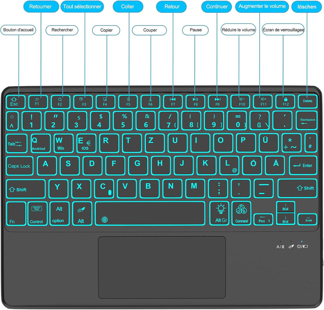 iPad Air 5 Generation Hülle mit Tastatur, Tastatur mit Touchpad für iPad Air 4 gen und iPad Pro 11 4