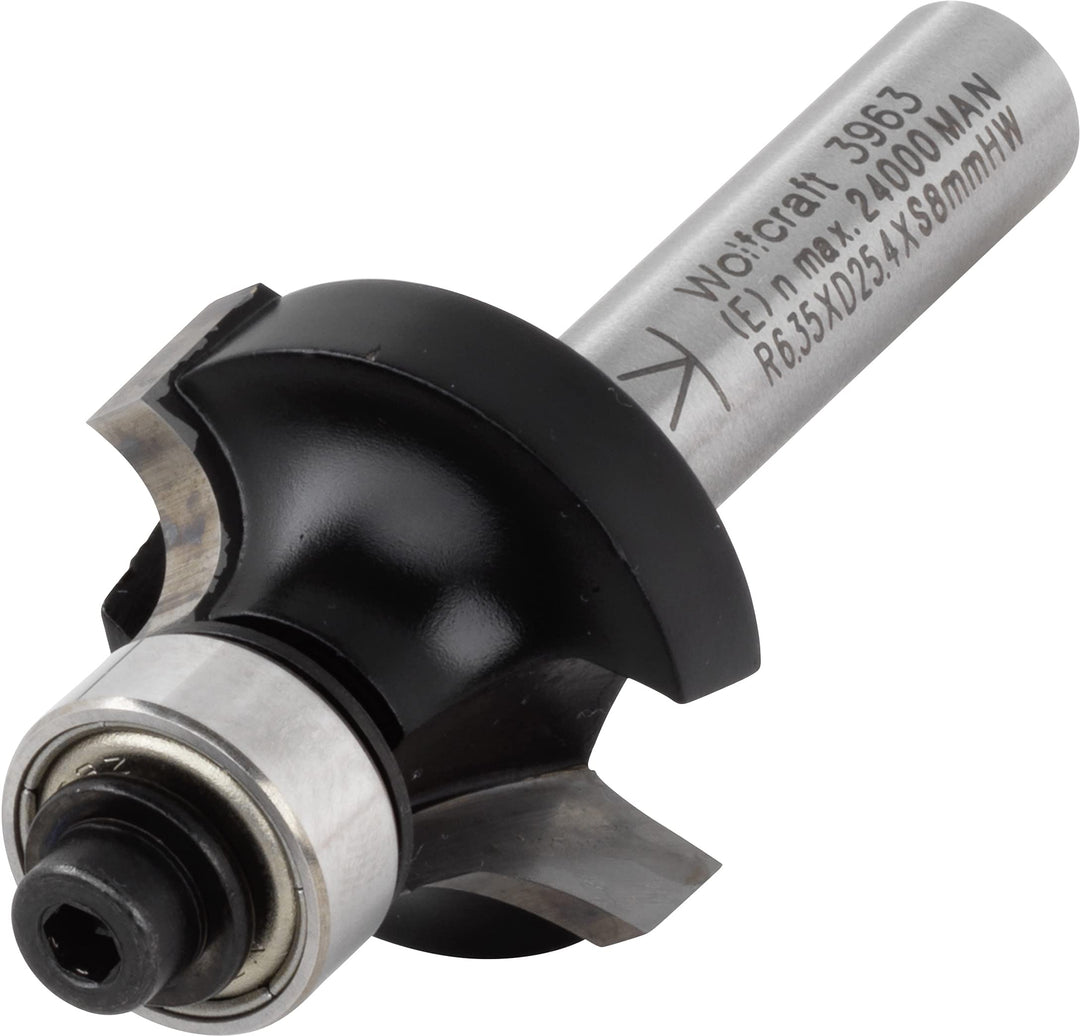 wolfcraft 3863000 HM-Abrundfräser mit Anlaufzapfen, 6 mm Schaft r 6,35; Ø 25x12,7