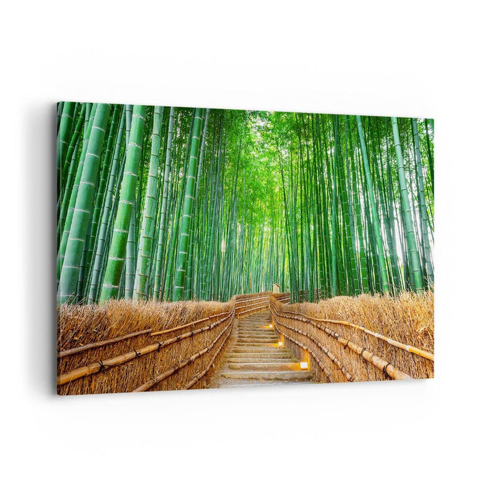 Bilder auf Leinwand 100x70cm Leinwandbild mit Rahmen Bambus Pflanze Gross Wanddeko Bild Schlafzimmer