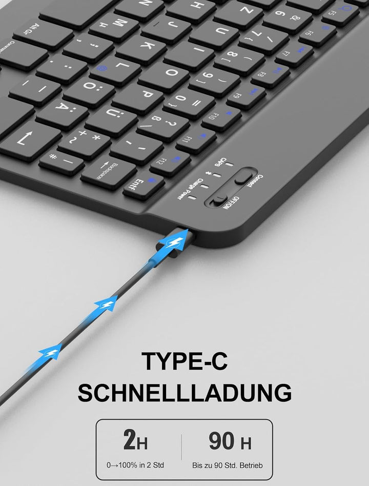 JADEMALL Für Galaxy Tab A11+ 11" SM-X230 Hülle mit Tastatur QWERTZ | 120 Tage Standby, Bluetooth, Le
