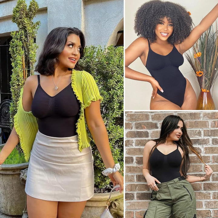 SHAPERX Shapewear Damen Bauchweg Bodysuit Formender Body Shaper Sculpting Tanga mit Verstellbarer Sc