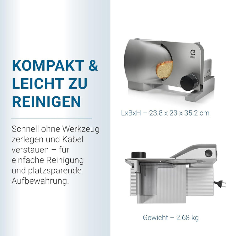 EUREL RS72 Made in EU Allesschneider, Elektrischer Schneidemaschine, Brotschneidemaschine, Grösse Sc