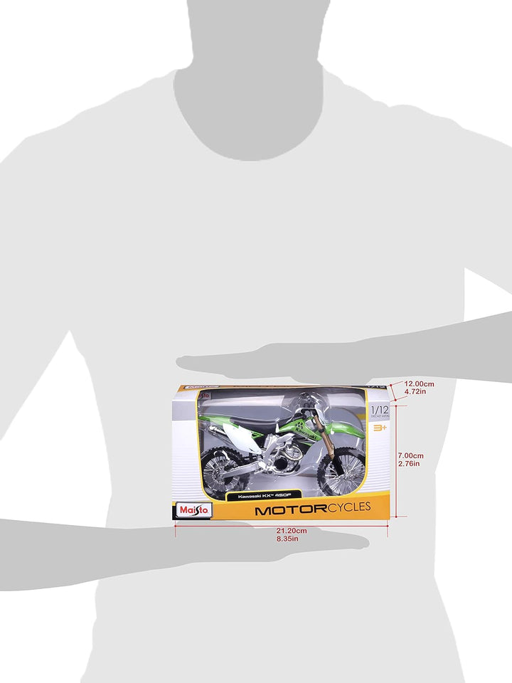 Bauer Spielwaren 2049755 Maisto Kawasaki KX 450F: Originalgetreues Motorradmodell 1:12, mit beweglic