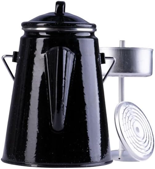 Mil-Tec Unisex – Erwachsene Emaille M.Percolator Kaffeekanne, Schwarz, Einheitsgrösse