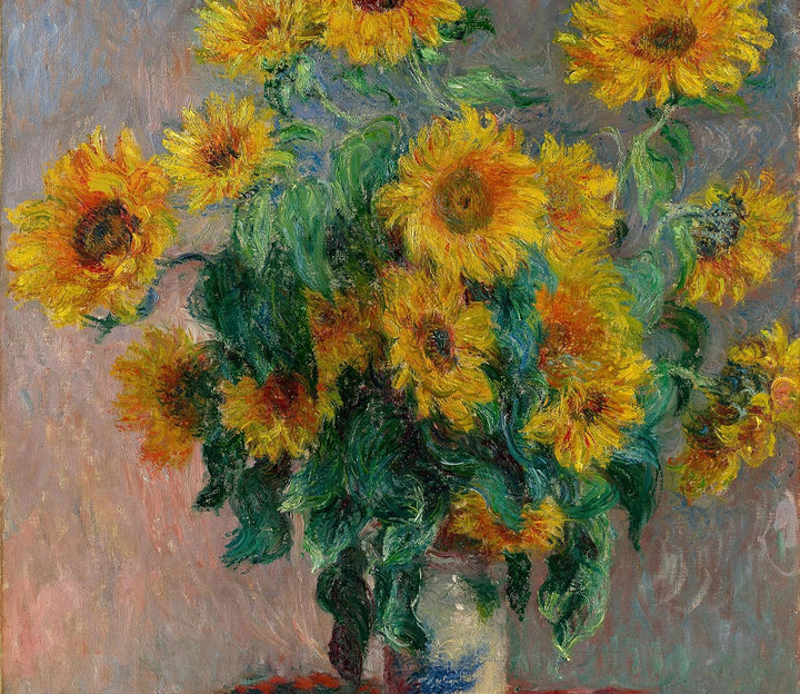 Claude Monet - Ein Strauss Sonnenblumen Herdabdeckplatte & Spritzschutz aus Echtglas | Für Herd-Koch