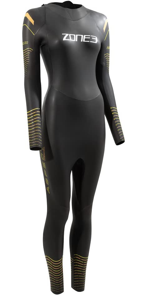ZONE3 Thermo-Neoprenanzug für Damen, Schwarz, Orange und Gelb, warme Thermoschicht, leicht zu dehnen