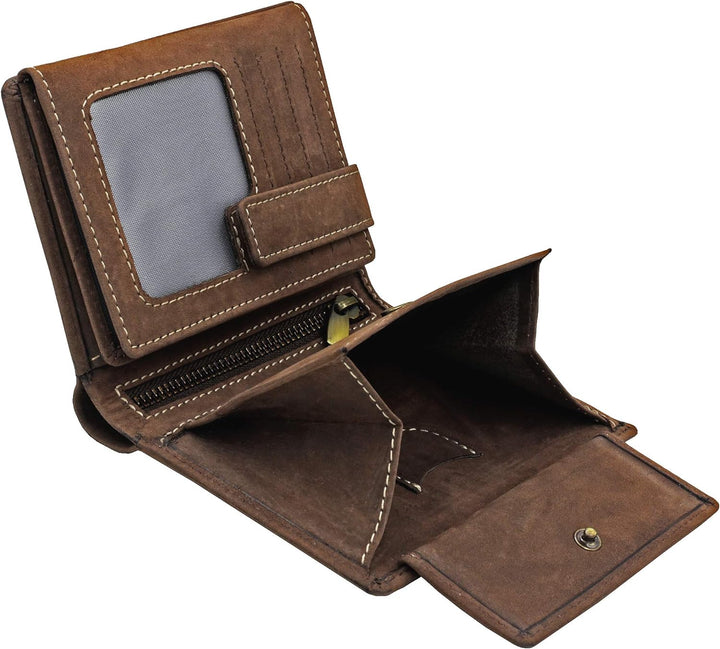 Fa.Volmer ® Leder Geldbörse Herren mit RFID-Schutz - weiches Wildleder, helle Nähte - 12 Fächer für