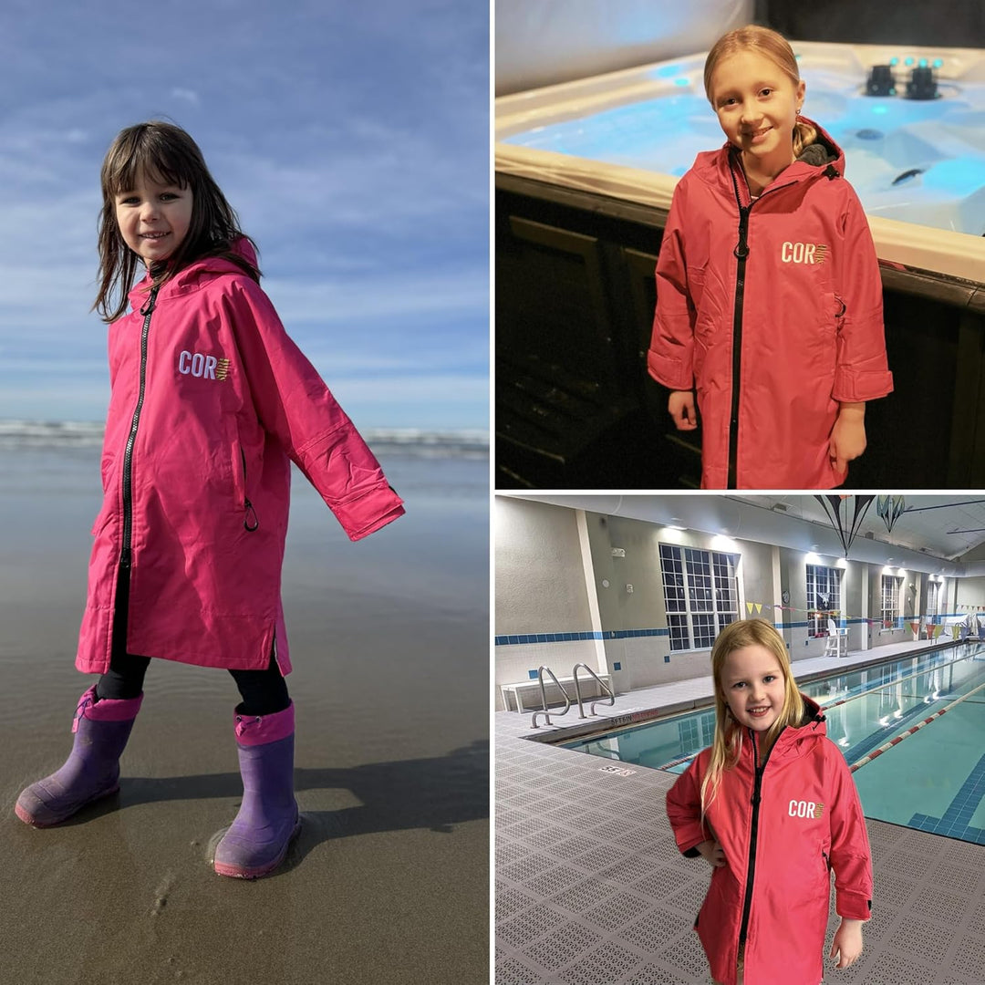 COR Surf Schwimm-Parka, schwere, warme Surfjacke für Herren, Damen, grosse Kinder, wasserabweisendes