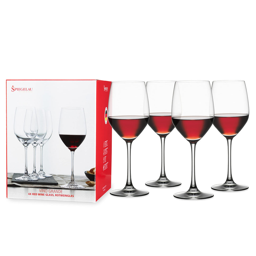 Spiegelau & Nachtmann Weinglas, Glas, Transparent, 4 Stück (1er Pack), 4 Rotweingläser, Rotweingläse