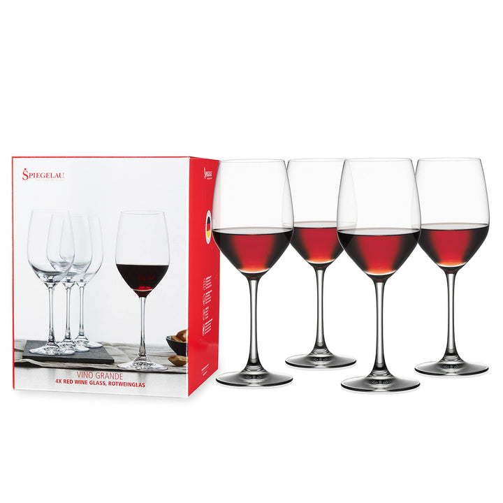 Spiegelau & Nachtmann Weinglas, Glas, Transparent, 4 Stück (1er Pack), 4 Rotweingläser, Rotweingläse