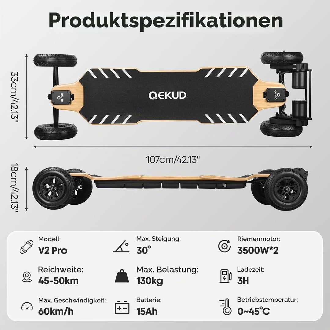 Elektro-Skateboard mit Fernbedienung für Erwachsene und Jugendliche V2 Pro, V2 Pro