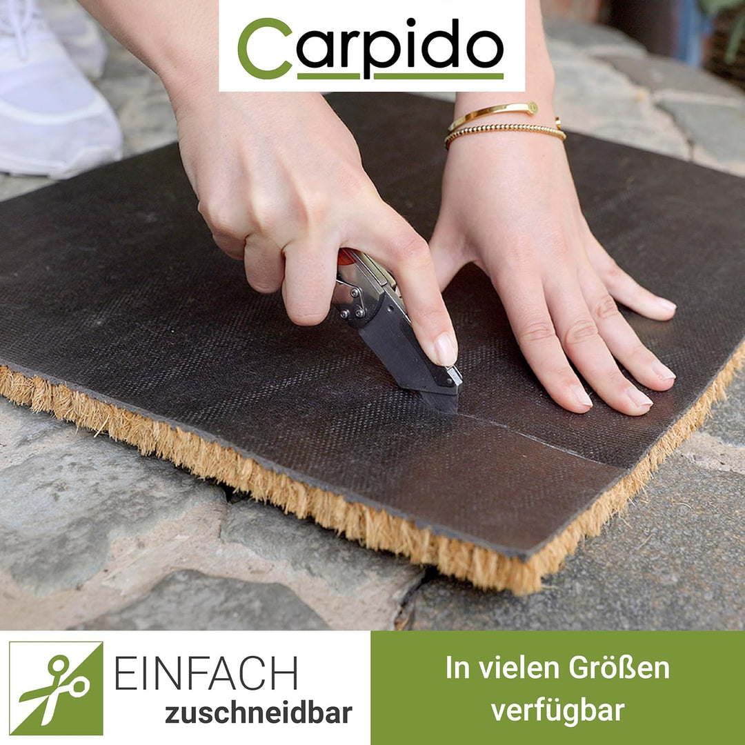Carpido rutschfeste Kokosmatte - 60 x 90 cm Halbrund 24mm Natur - Für Innen und für den überdachten