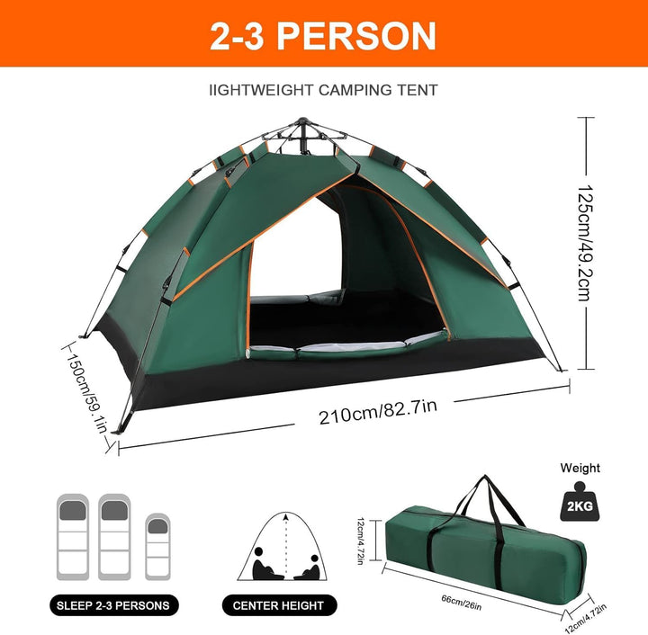 Trintion Camping Zelt 2-3 Mann Pop Up Zelte 4 Jahreszeiten Wasserdicht & Winddicht Grün, Grün