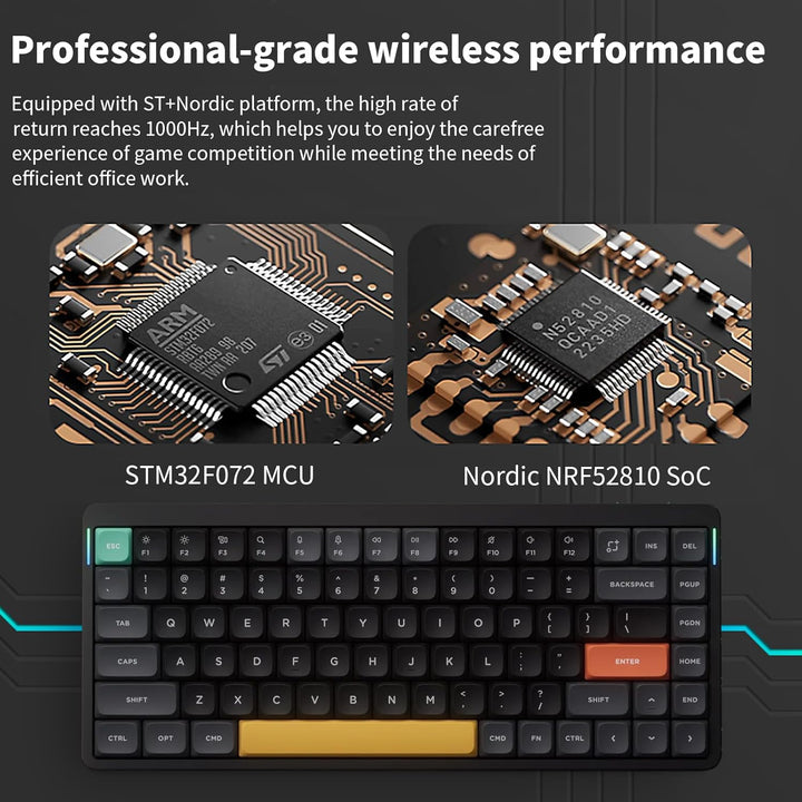 nuphy Air75 V2 Kabellose mechanische Tastatur, 84 Tasten RGB Hot-Swap Tastatur, unterstützt Bluetoot
