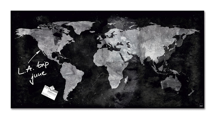 SIGEL GL270 Premium Glas-Magnettafel 91 x 46 cm World-Map hochglänzend, TÜV geprüft, einfache Montag