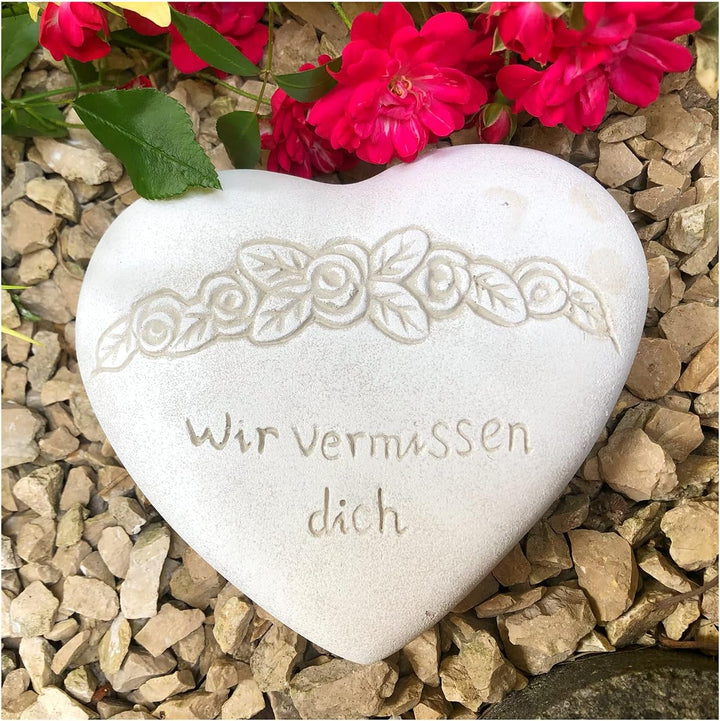 Radami Grabherz Spruch Grabschmuck Grab Herz - Wir vermissen Dich - ca.600g