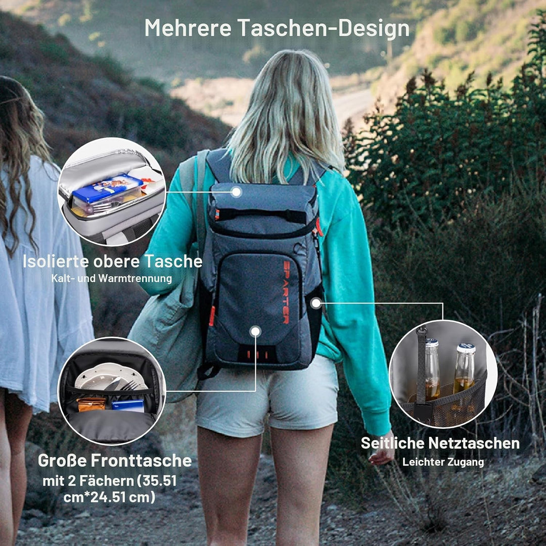 Rucksack-Kühler, isoliert, auslaufsicher, 33/49 Dosen, wasserdicht, leicht, isoliert, Eistruhe, trag