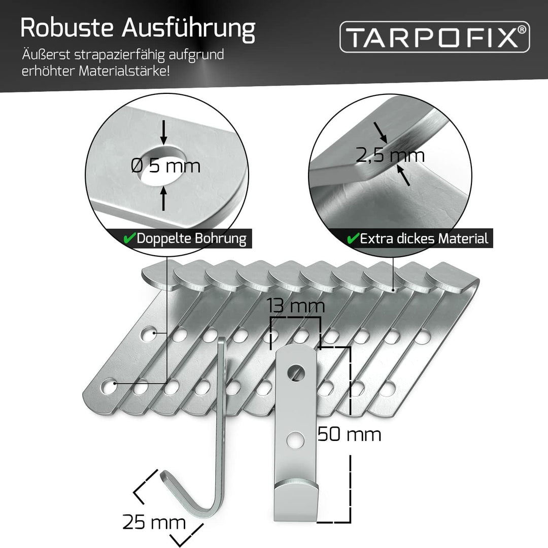 Tarpofix® Planenhaken Netzhaken inkl. Schrauben für Anhänger Plane (20 STK.) - langlebige Abspannhak