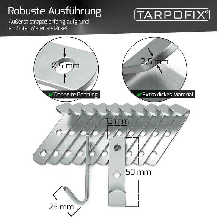Tarpofix® Planenhaken Netzhaken inkl. Schrauben für Anhänger Plane (20 STK.) - langlebige Abspannhak