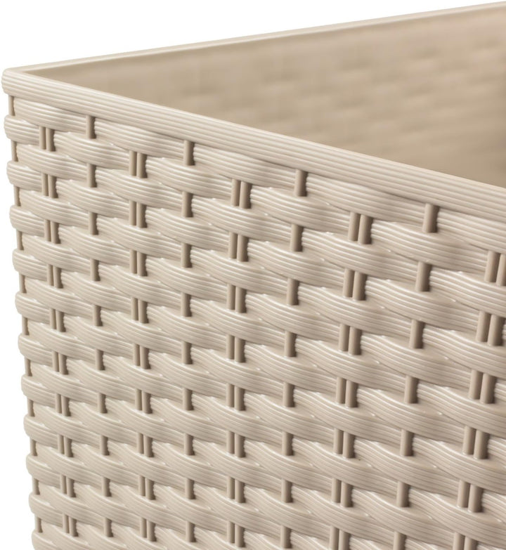 Prosperplast Blumentopf Rato Square (Rattanoptik, herausnehmbarer Einsatz, 32,5x32,5x61 cm, 49 l, mo