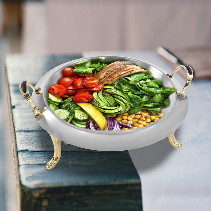 Professioneller Chafing Dish Speisenwärmer aus Edelstahl, rund, Catering, Buffet, Besteck, professio