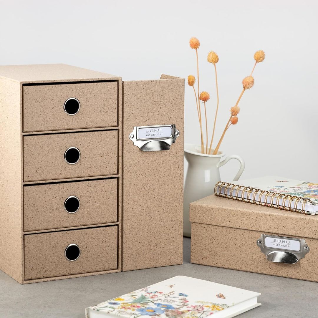 Rössler SOHO 4er Schubladenbox aus Papier | Büro Organizer Schreibtisch | Schubladen Organizer Büro