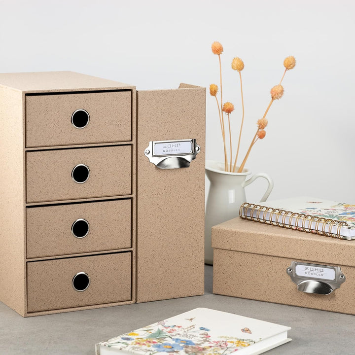 Rössler SOHO 4er Schubladenbox aus Papier | Büro Organizer Schreibtisch | Schubladen Organizer Büro