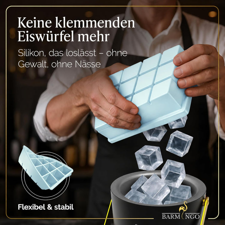 Silikon Eiswürfelform mit Deckel (3er Set) – BPA-freie Eiswürfelform gross/XXL | Grosse Eiswürfel Fo