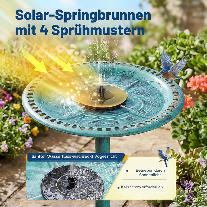 VIVOHOME Vogelbad aus Polyresin antikes Design Vogelbad und solarbetriebener Teichbrunnen grünes Vog