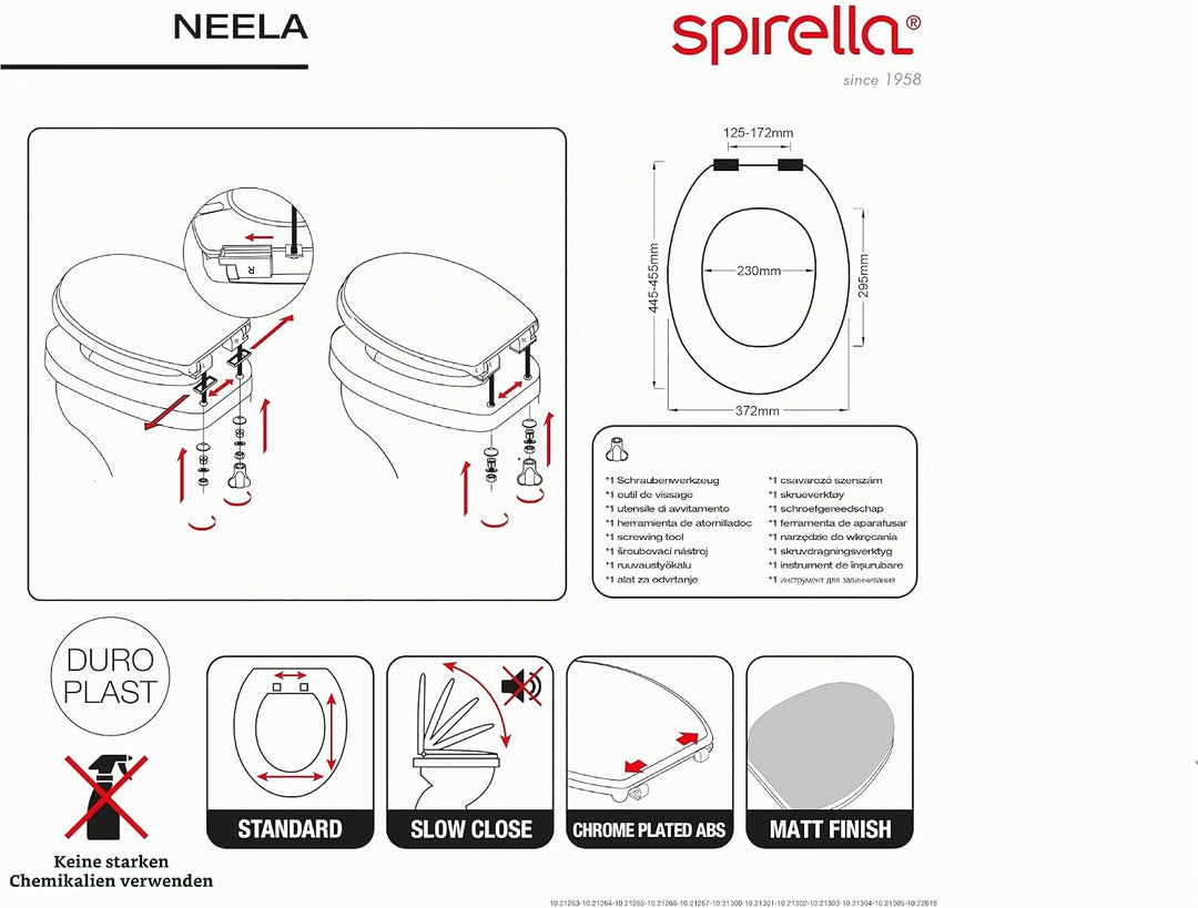 spirella Premium Toilettendeckel oval Klodeckel mit matten Finish und Softclose Absenkautomatik. Ant