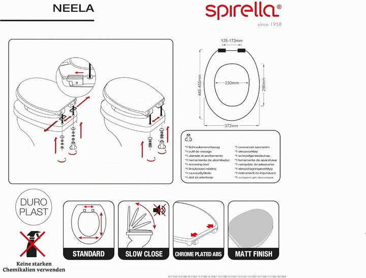 spirella Premium Toilettendeckel oval Klodeckel mit matten Finish und Softclose Absenkautomatik. Ant