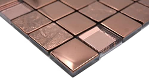 Mosaikfliese Glasmosaik Kombi EP bronze Küche Wand Bad MOS88-XCBR1_f